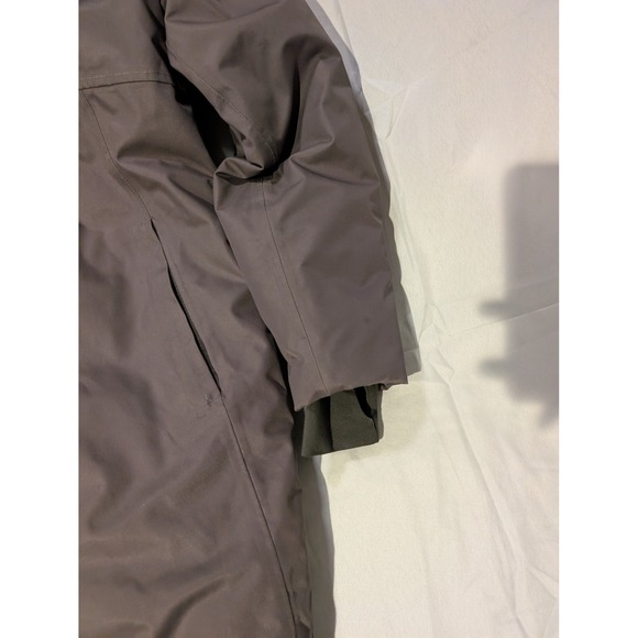 North Face Girls Large Long Goose Down Parka Jacket Hooded Sherpa Trim Winter - Picture 2 of 8